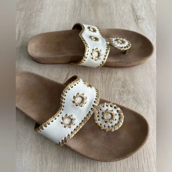 Jack Rogers Women's White and Tan comfort soft comfortable Sandals size 5 new - Picture 4 of 11